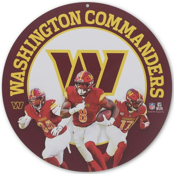 Washington Commanders Team Stars 11" Round Metal Sign