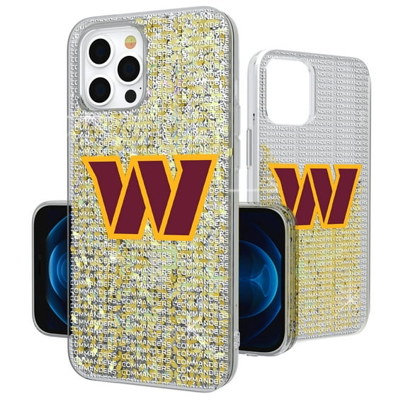 Washington Commanders iPhone Text Backdrop Design Glitter Case