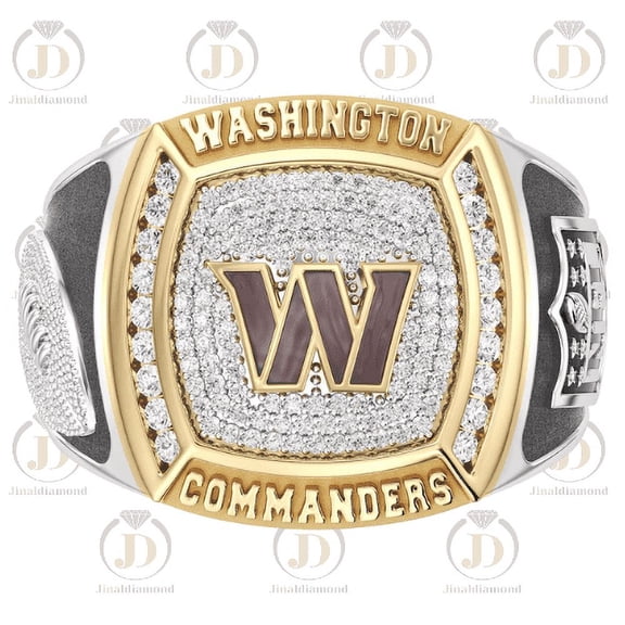 Washington Commanders jinaldaimound 12 CTTW Diamond Two-Tone Yellow Gold and Sterling Silver Ring(Washington Commanders jinaldaimound (12 Size)