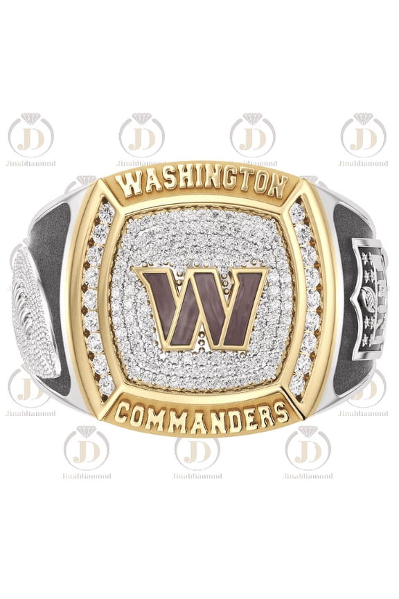 Washington Commanders jinaldaimound 12 CTTW Diamond Two-Tone Yellow Gold and Sterling Silver Ring(Washington Commanders jinaldaimound (9 Size)