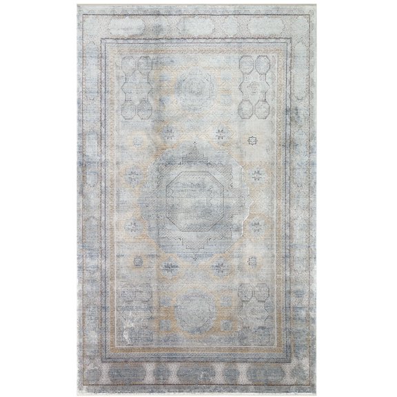 Washington Cream Modern Viscose Area Rugs for Living Room Jacquard Textured Modern Rugs Soft Geometric Rug for Bedroom Washable Rug Non-Slip Bohemian Carpet Perfect for Dining Room Office Beige