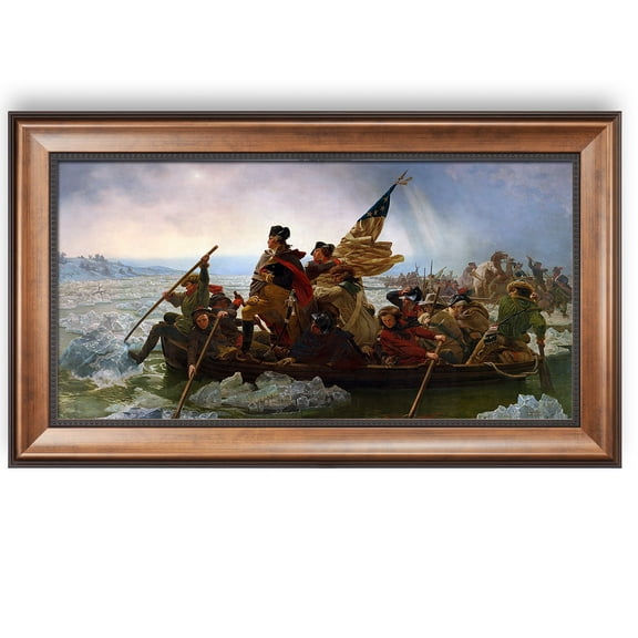 Washington Crossing The Delaware 1851 The World Classic Art Reproductions,Giclee Prints Framed WallArt for Home Decor,Image Size:24x12 inches,Bronze with Black lip Framed Size:27.75x15.75 inchs