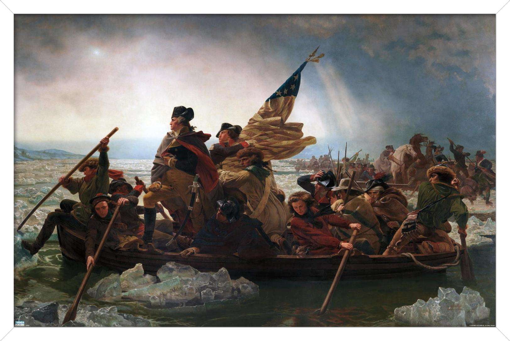 Washington Crossing the Delaware Wall Poster, 14.725" x 22.375", Framed