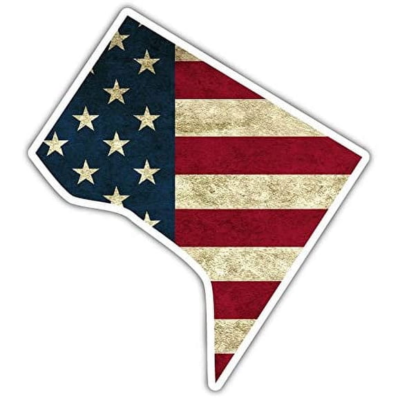 Washington D.C. DC US Flag Shaped Worn Out US Flag Vinyl Bumper Sticker Decal 4"X 5"
