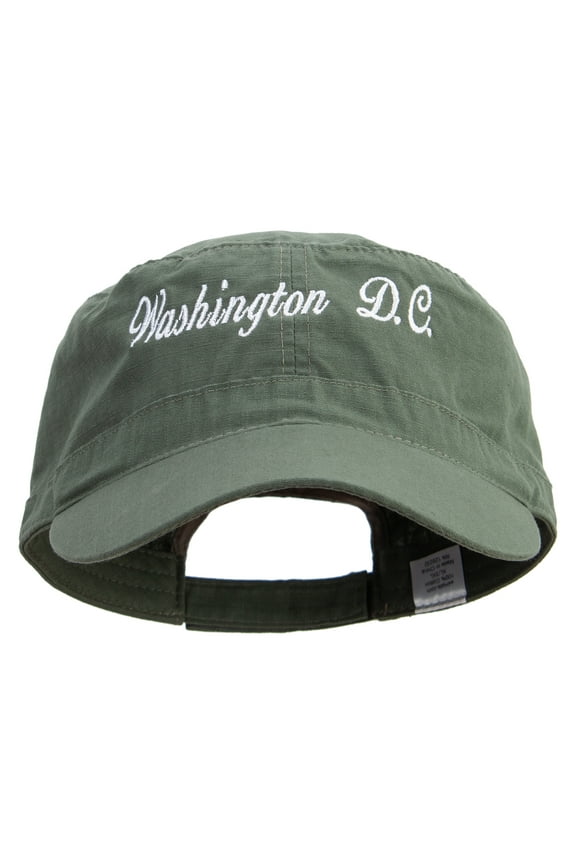 Washington D.C Embroidered Big Size Adjustable Ripstop Army Cap - Olive XL-3XL