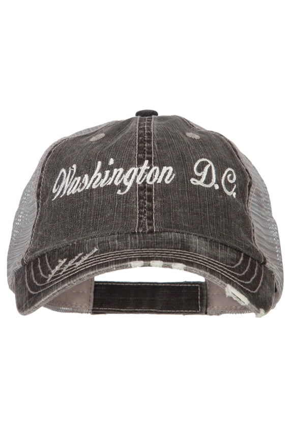 Washington D.C. Embroidered Low Profile Cotton Mesh Cap - Black OSFM