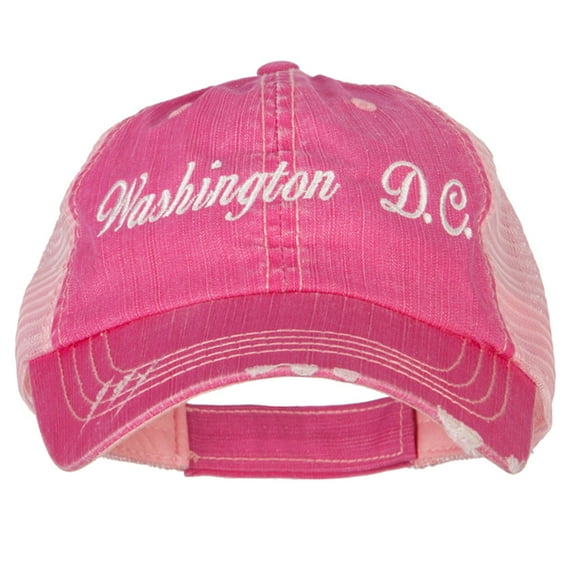 Washington D.C. Embroidered Low Profile Cotton Mesh Cap - Fuchsia OSFM