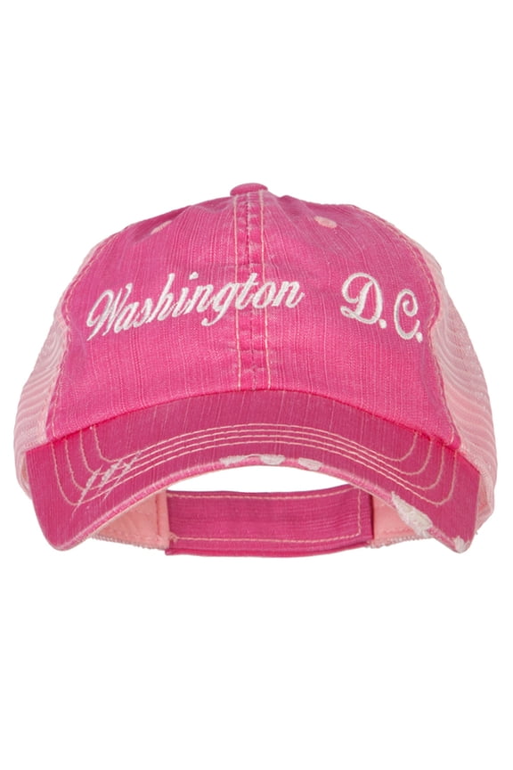 Washington D.C. Embroidered Low Profile Cotton Mesh Cap - Fuchsia OSFM