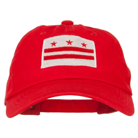 Washington D.C. Flag Embroidered Unstructured Washed Cap - Red OSFM