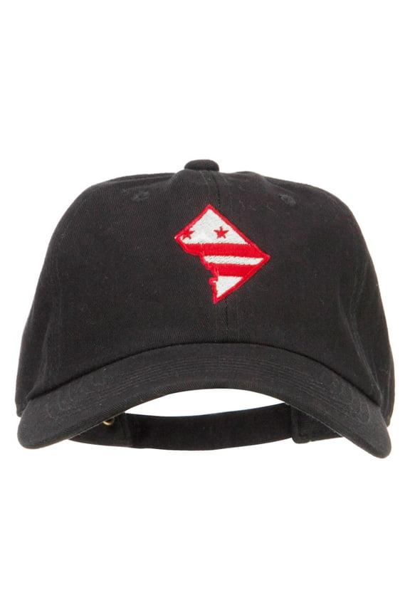 Washington D.C. Flag Map Embroidered Unstructured Washed Cap - Black OSFM