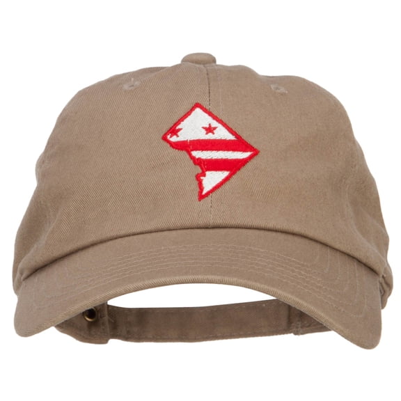 Washington D.C. Flag Map Embroidered Unstructured Washed Cap - Khaki OSFM