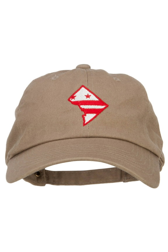 Washington D.C. Flag Map Embroidered Unstructured Washed Cap - Khaki OSFM