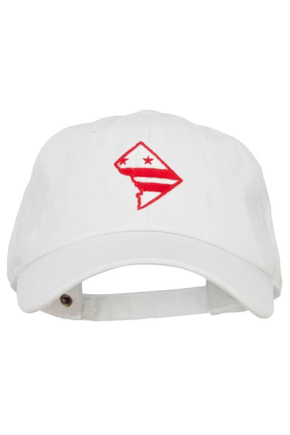 Washington D.C. Flag Map Embroidered Unstructured Washed Cap - White OSFM
