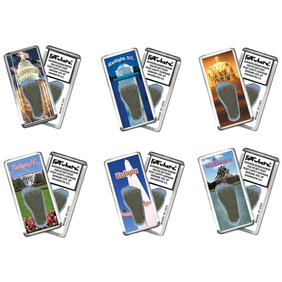 Washington, D.C. FootWhere Magnets. 6 Piece Set. (DC200 - Assorted)