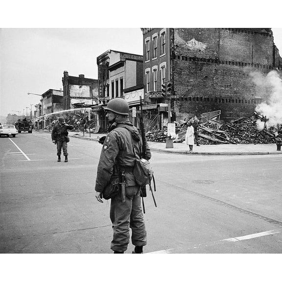Washington D.C. Riots After MLK Death, 1968 - 24x36 Inch Laminated Aviation Poster - Stunning Detail and Bold Colors