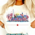 thumbnail image 1 of Washington D.C. Shirt, Patriotic Capitol Tee, Lincoln Memorial Graphic T-Shirt, Washington Monument Cherry Blossoms Shirt, USA Pride Tee, 1 of 5
