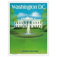 thumbnail image 1 of Washington D.C. - The White House Fountain - United Air Lines - Vintage Travel Poster by M. Sauck - Master Art Print (Unframed) 9in x 12in, 1 of 4