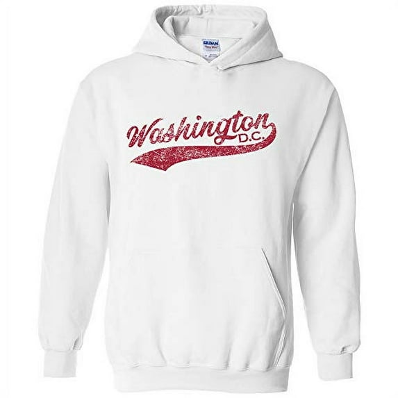 Washington DC Baseball Script - Hometown Pride, Pitcher Hoodie - Small - White