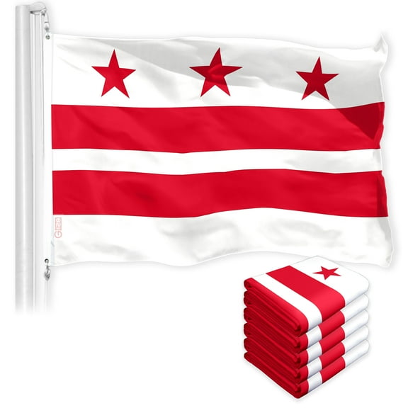 Washington DC City Flag 3x5FT 5-Pack 150D Printed Polyester By G128