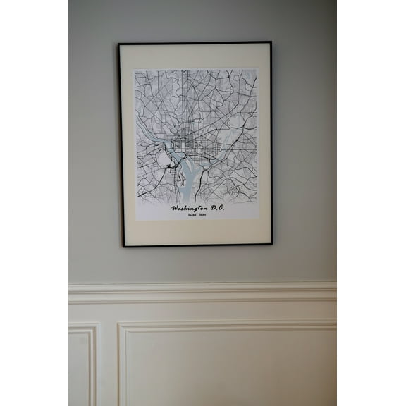 Washington DC City Print Map Wall Art with Frame