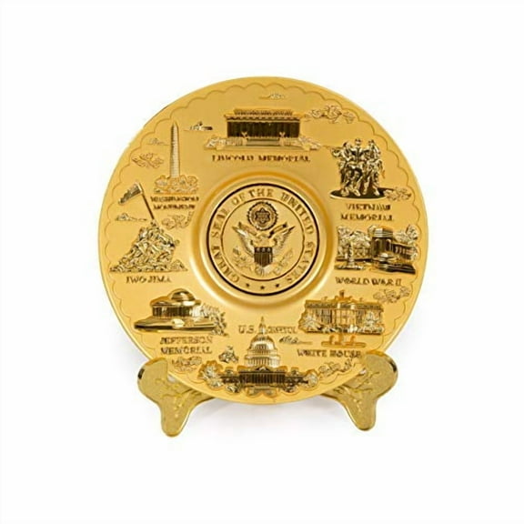 Washington DC Collectible Souvenir Metal Plate 6.5" inch Diameter (Gold)