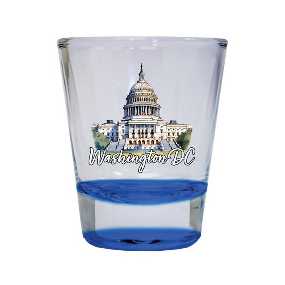 Washington DC Design E Souvenir 2 oz Round Shot Glass Blue