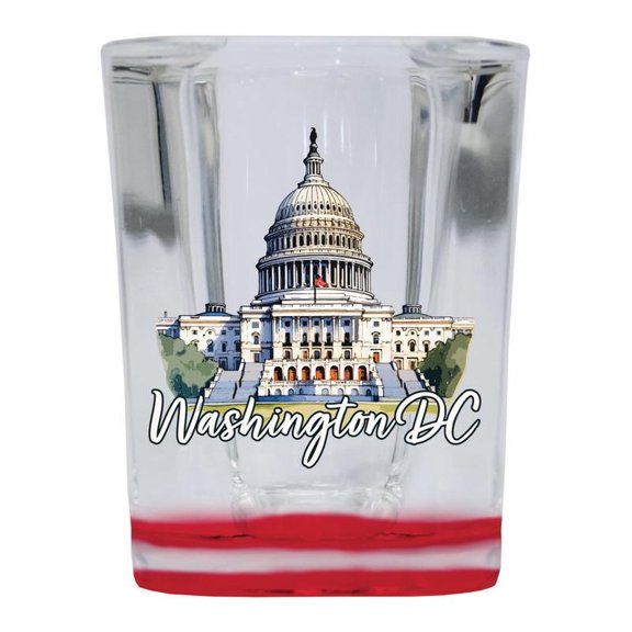 Washington DC Design E Souvenir 2 oz Square Shot Glass Red