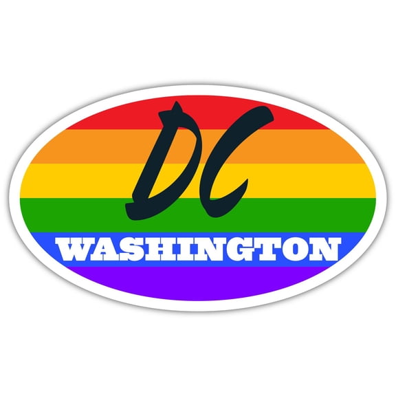 Washington DC District of Columbia District of Columbia County Rainbow Pride Flag 6 Stripes Pride Flag Euro Decal Bumper Sticker 3M Vinyl 3" x 5"