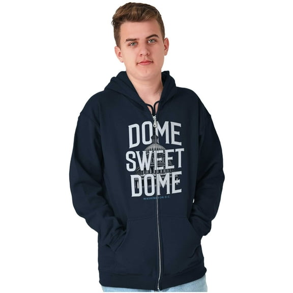 Washington DC Dome Funny Capitol Pun Unisex Fleece Graphic Zip Up Hoodie Brisco Brands 2X