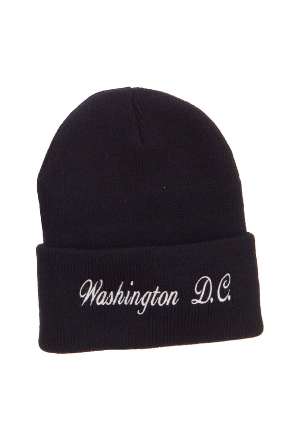 Washington DC Embroidered Long Beanie - Black OSFM