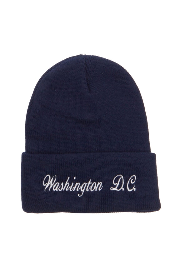 Washington DC Embroidered Long Beanie - Navy OSFM