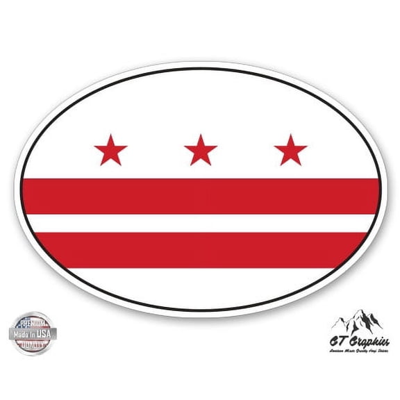 Washington DC Flag Oval - 12" Vinyl Sticker Waterproof Decal