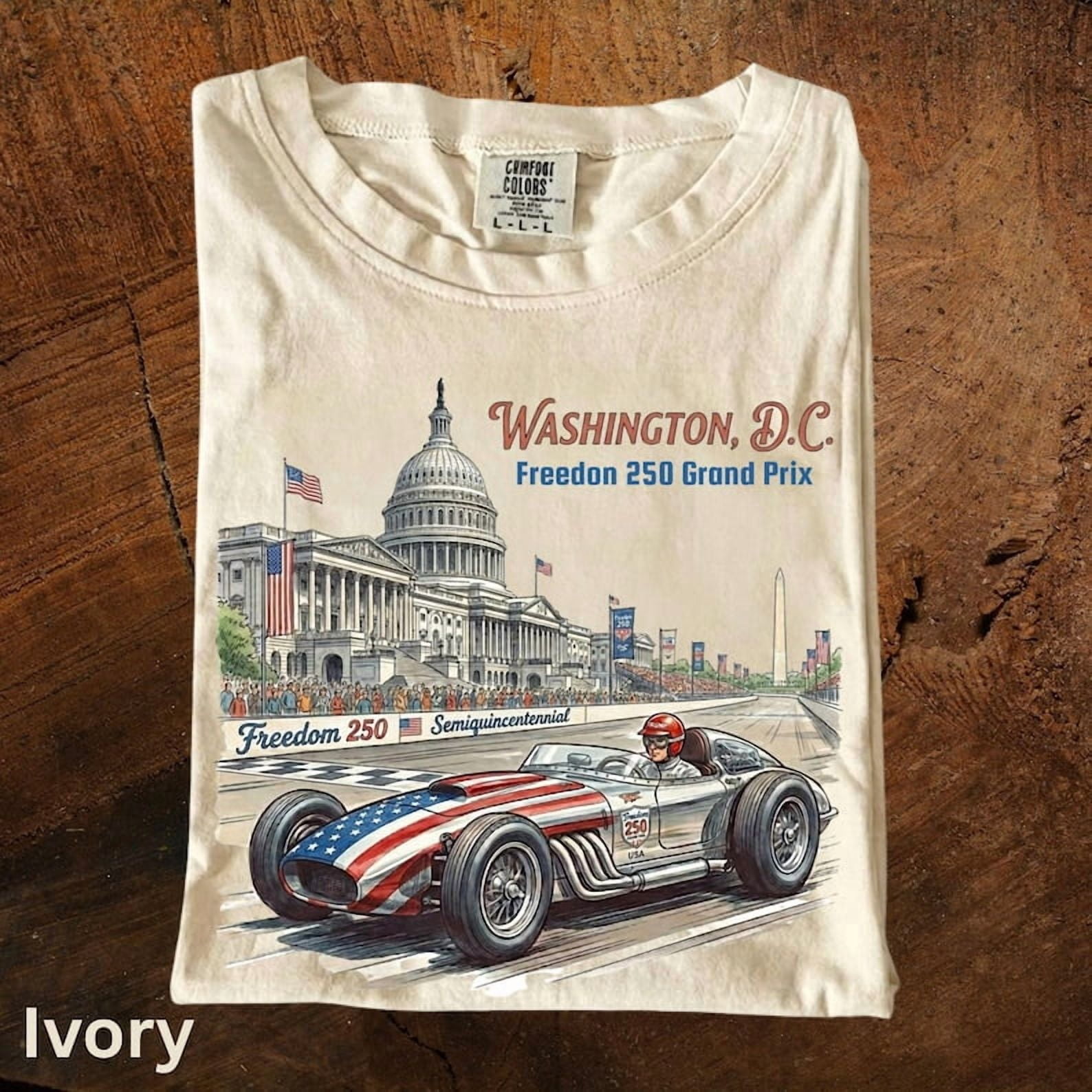 Washington DC Freedom 250 Shirt - Vintage Indy Racing Style - 250th Anniversary Semiquincentennial Graphic Tee