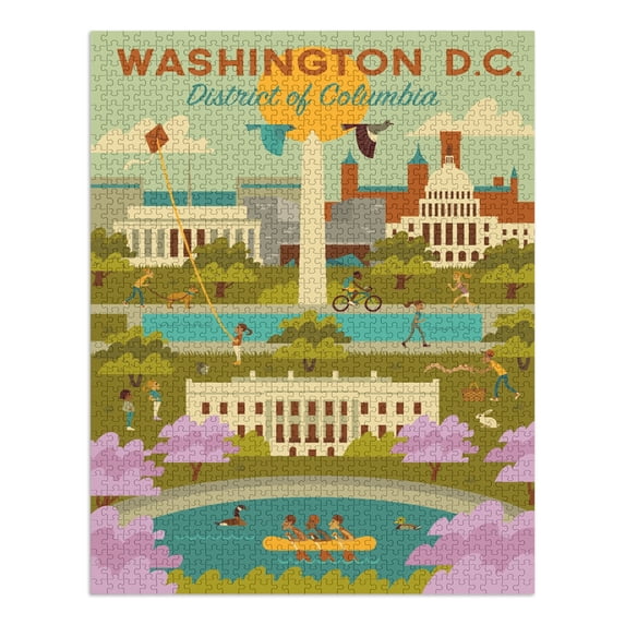 Washington DC, Geometric City Series (1000 Piece Puzzle, Size 19x27, Challenging Jigsaw Puzzle for Adults and Family, Made in USA)