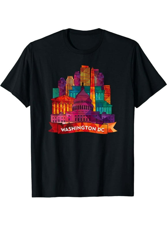 Washington DC Landmarks Graphic Tee - A Stylish Souvenir Shirt to Discover the Capital