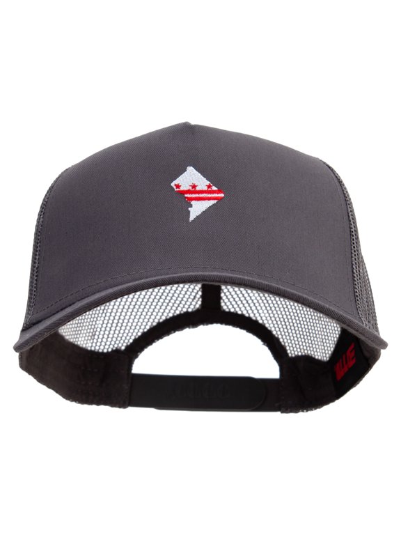 Washington DC Map Logo Embroidered Twill 5 panel Mesh Back Cap - Charcoal OSFM
