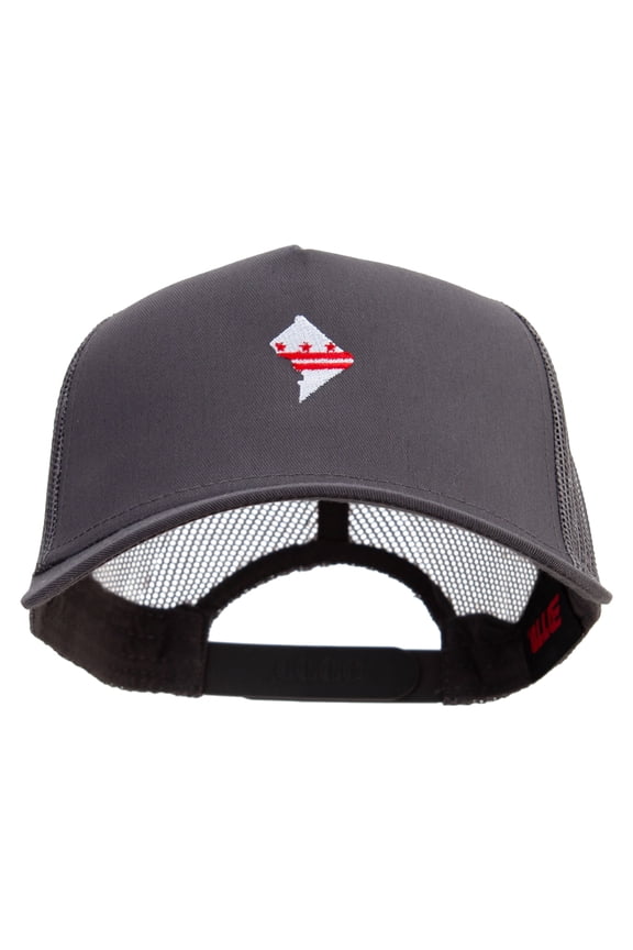 Washington DC Map Logo Embroidered Twill 5 panel Mesh Back Cap - Charcoal OSFM