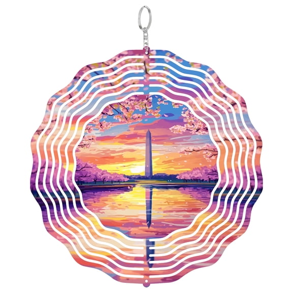 Washington DC Monument 3D Wind Spinner Stainless Steel Kinetic Yard Art Garden Decor USA Capital Patriotic Gift