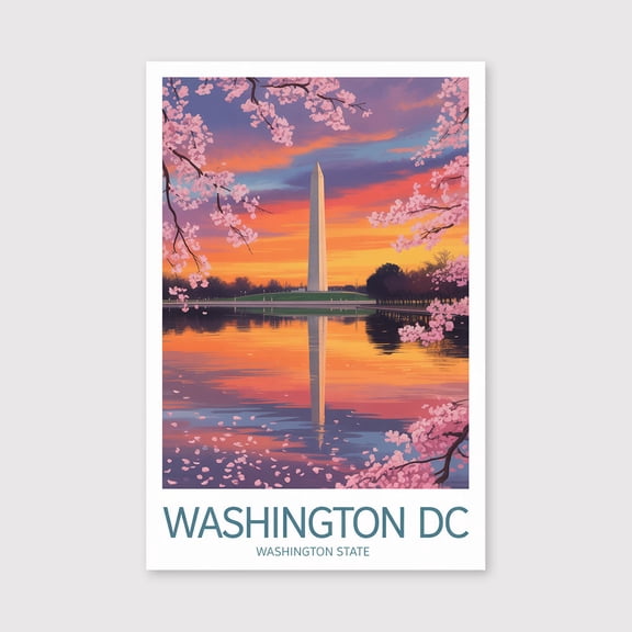 Washington DC Monument Cartoon Travel Canvas USA Wall Art Capital City Print Canvas Monument Illustration Patriotic Decor Washington Souvenir Canvas-1WN1977
