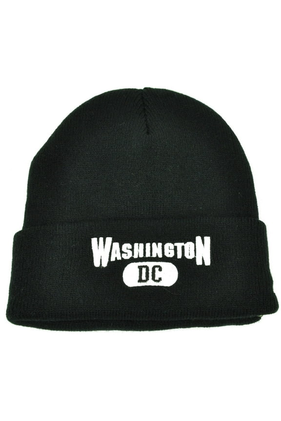 Washington DC Virginia Cuffed Black White USA Capital Knit Beanie City Kirk Wood