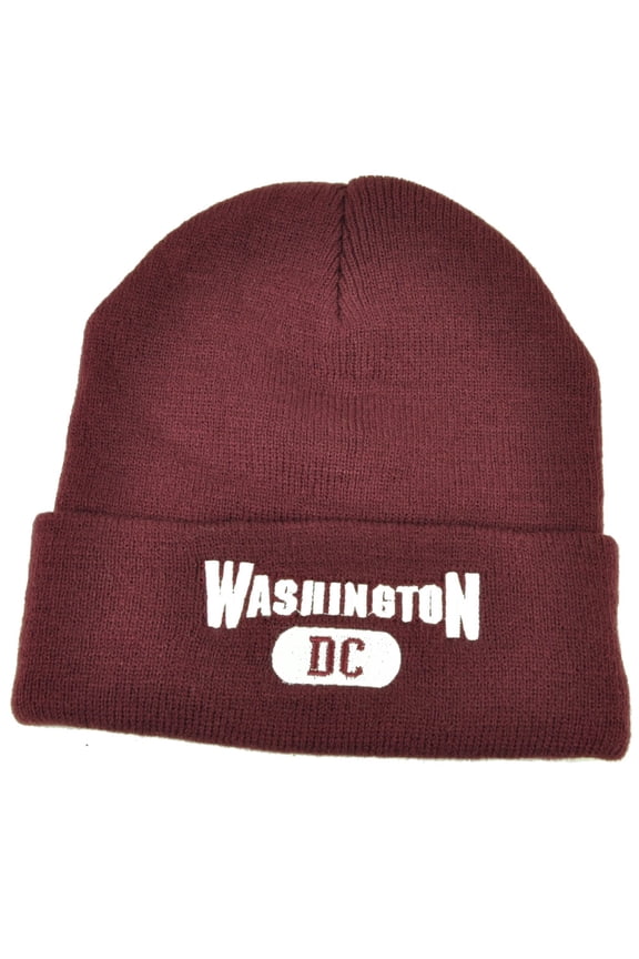 Washington DC Virginia Cuffed Burgundy USA Capital Knit Beanie City Kirk Wood