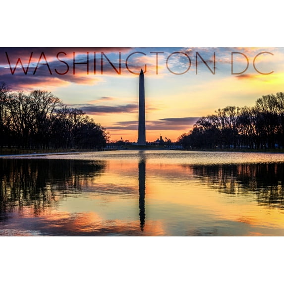 Washington, DC, Washington Monument and Sunrise (16x24 Giclee Gallery Art Print, Vivid Textured Wall Decor)