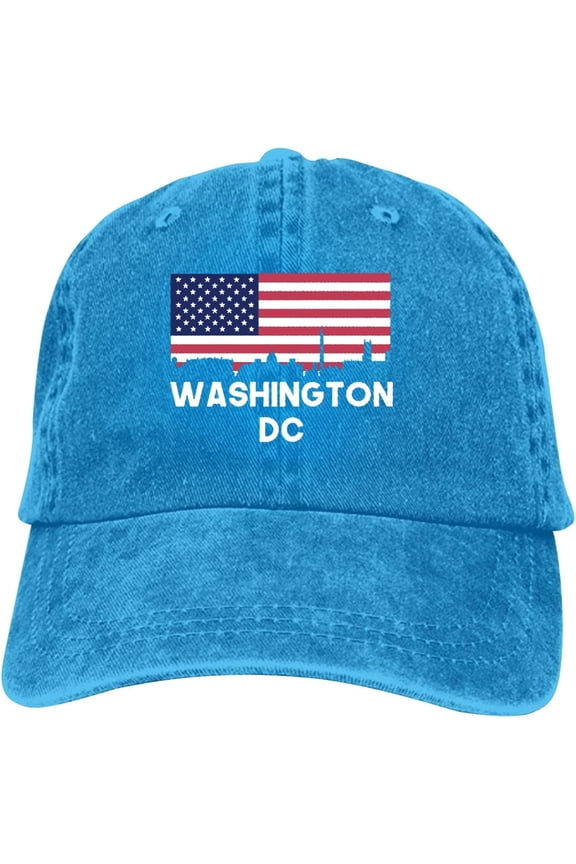 Washington Dc American Flag Baseball Cap Vintage Adjustable Washed Hats Cowboy Hats Denim Dad Hat for Men Women Boy Girl