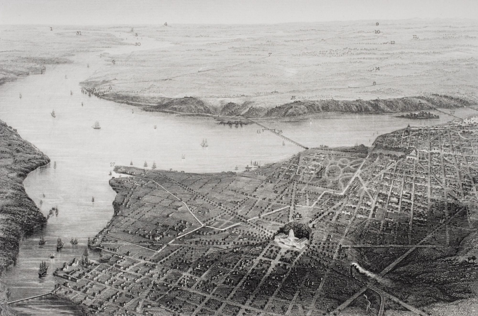 Washington Dc And Its Vicinity In Civil War Era Artist J Wells Canvas Art - Ken Welsh Design Pics (34 x 22)
