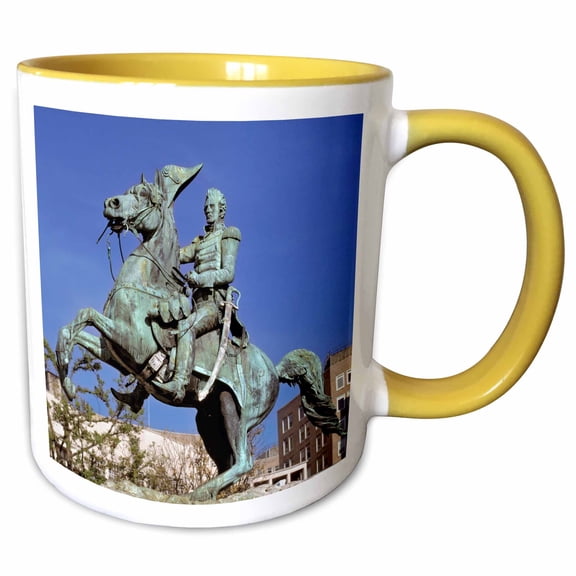 3drose, Washington Dc, Andrew Jackson, Lafayette Square - Us09 Rer0000 - Ric Ergenbright, 15oz Two-tone Yellow Mug