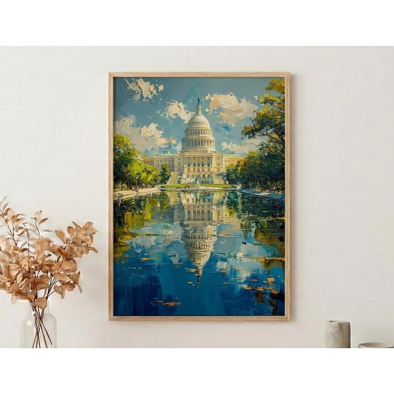 Washington Dc Capitol Historic American City Decor Green Summer Tree Landscape, Unframed Poster