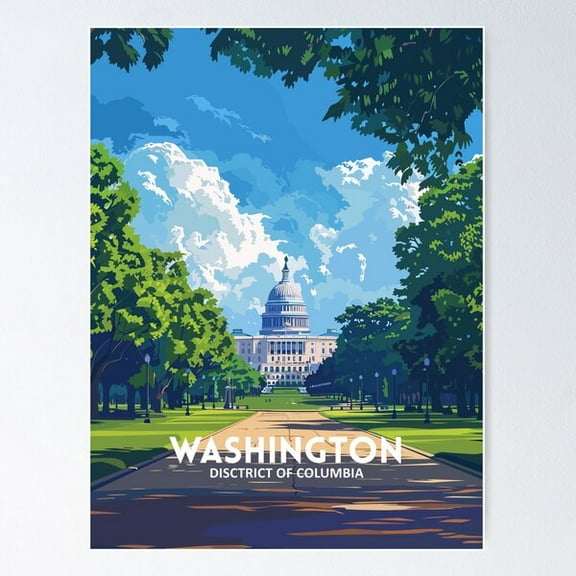 Washington Dc - United States - Travel Art Poster Wall Art, Modern Wall Decor For Living Room Bedroom, 12x18 UNFRAMED