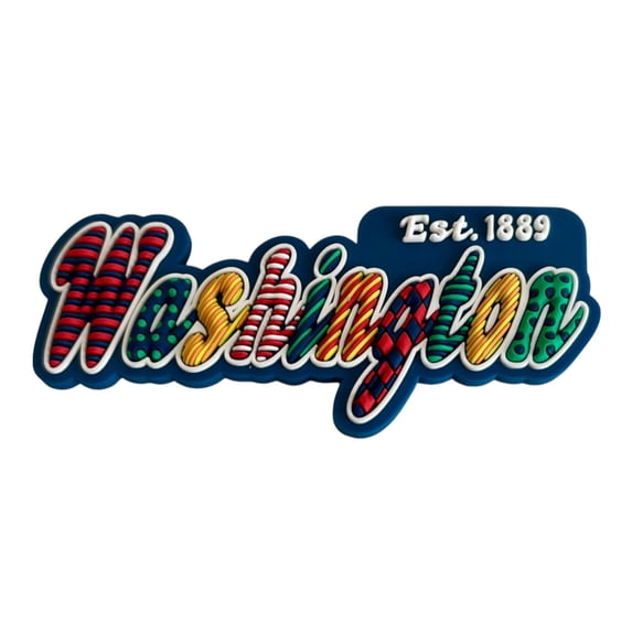 Washington Festive Multicolor Letters Fridge Designer Magnet 3.25" x 1.25"
