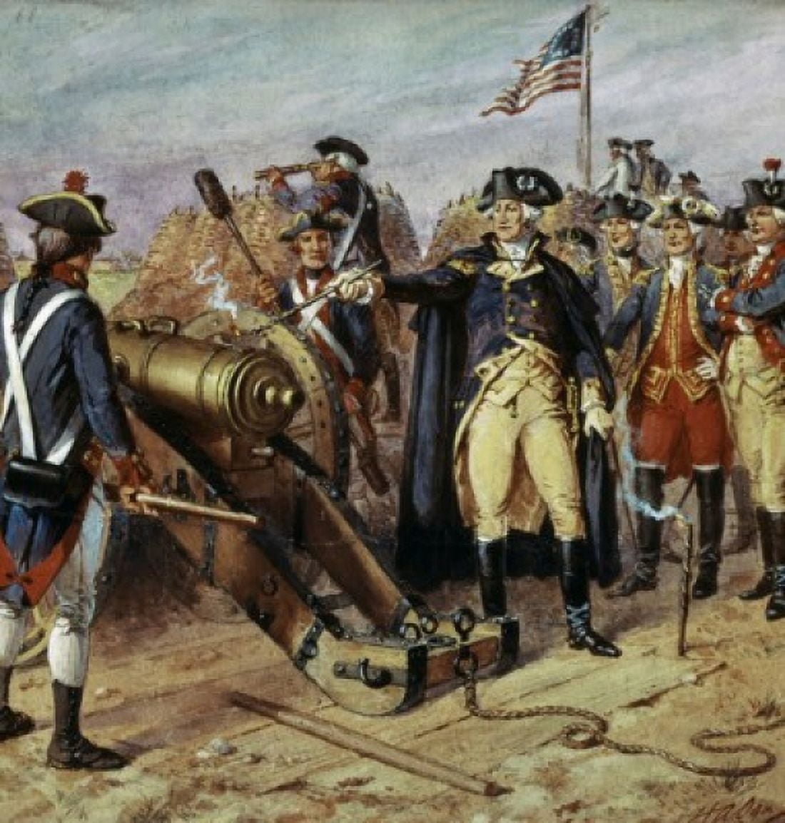 Washington Firing First Shot At Yorktown Henry Alexander Ogden (1856-1936 American) Canvas Art - Henry Alexander Ogden (18 x 24)