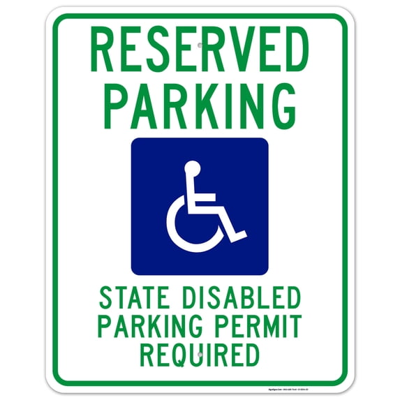 Washington Handicap Parking Sign, State Disabled Parking Permit Required, 24x30 Aluminum